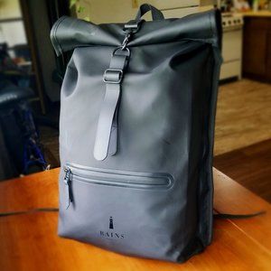 Rains Waterproof Rolltop Rucksack, Black, Like-New